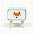 Fox face nightstand in mint green and white wood 50 x 30 x 35cm