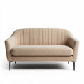 Upholstered two-seater sofa in beige fabric with modern design 150 x 80 x 85cm
