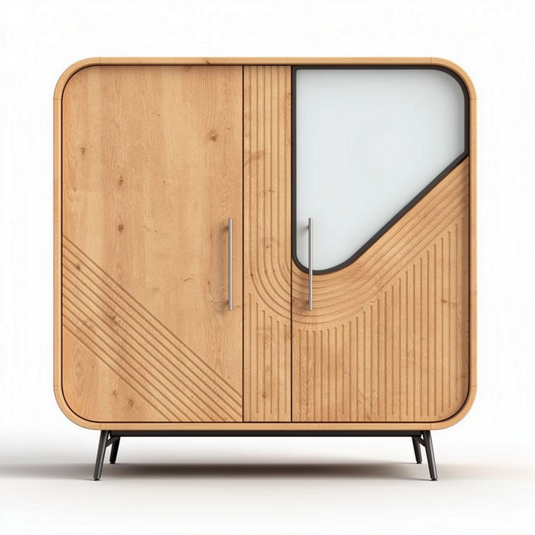 Wooden display cabinet with sliding doors and three shelves 80 x 40 x 180cm
