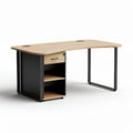 L-shaped office desk with wood top and metal legs 150 x 70 x 75cm