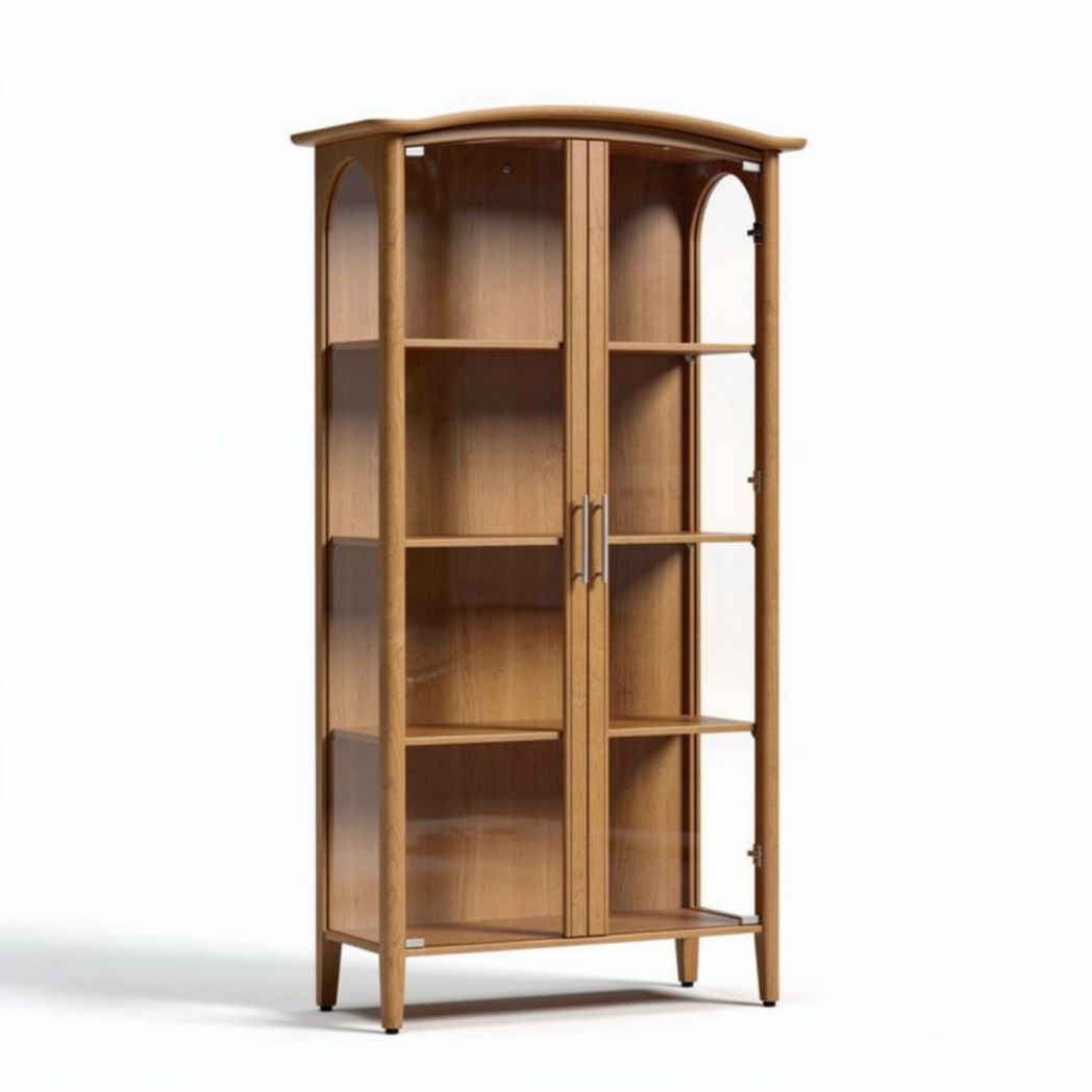 Glass display cabinet with blue finish and arched top 80 x 40 x 180cm