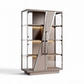 Wood and glass display cabinet with LED lights 80 x 40 x 160cm