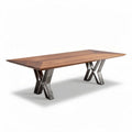 Wooden dining table with metal base 240 x 100 x 75cm suitable for homes