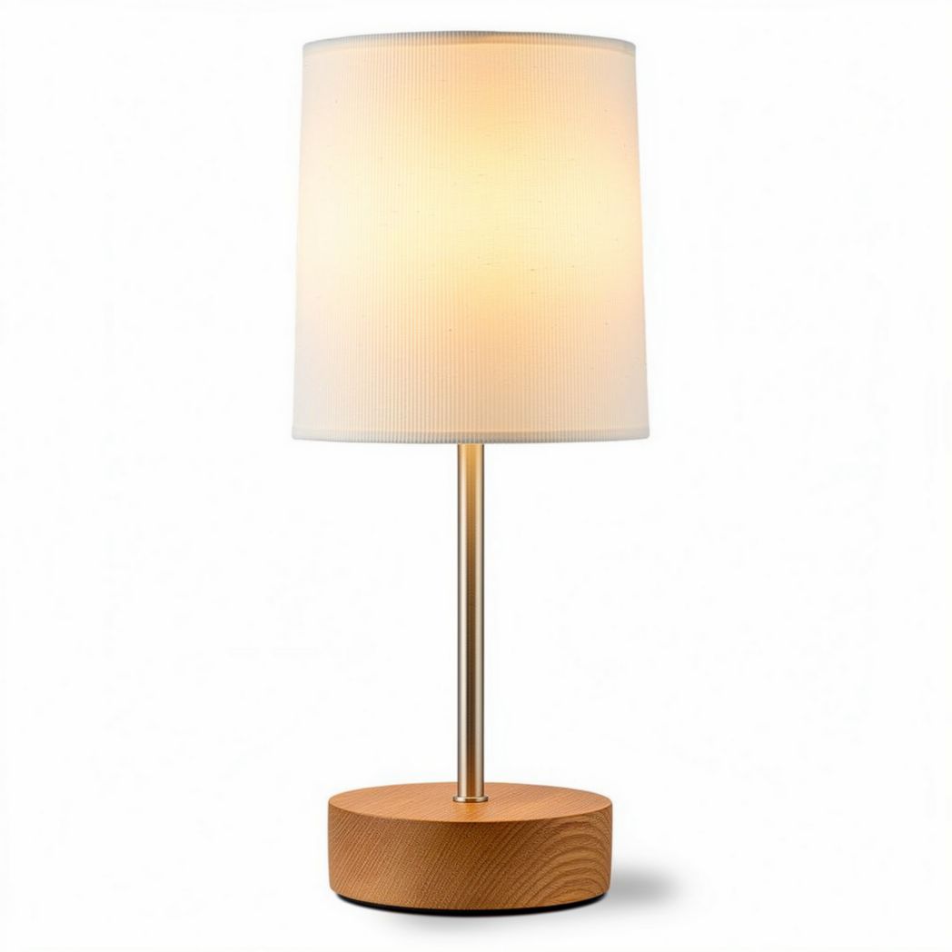 Wooden base table lamp with fabric shade for bedroom and office use 20 x 20 x 40cm