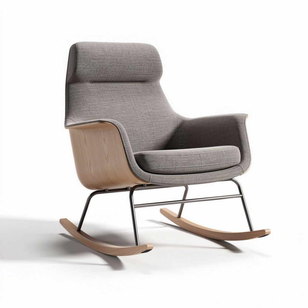 Rocking chair with fabric upholstery and wood frame 85 x 70 x 100cm