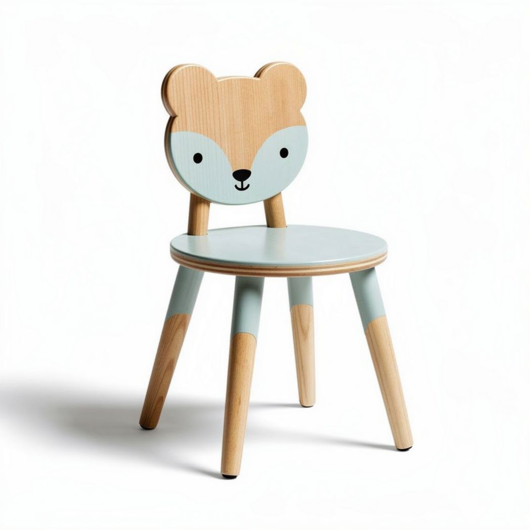 Wooden children's chair with bear design suitable for playrooms 35 x 30 x 60cm